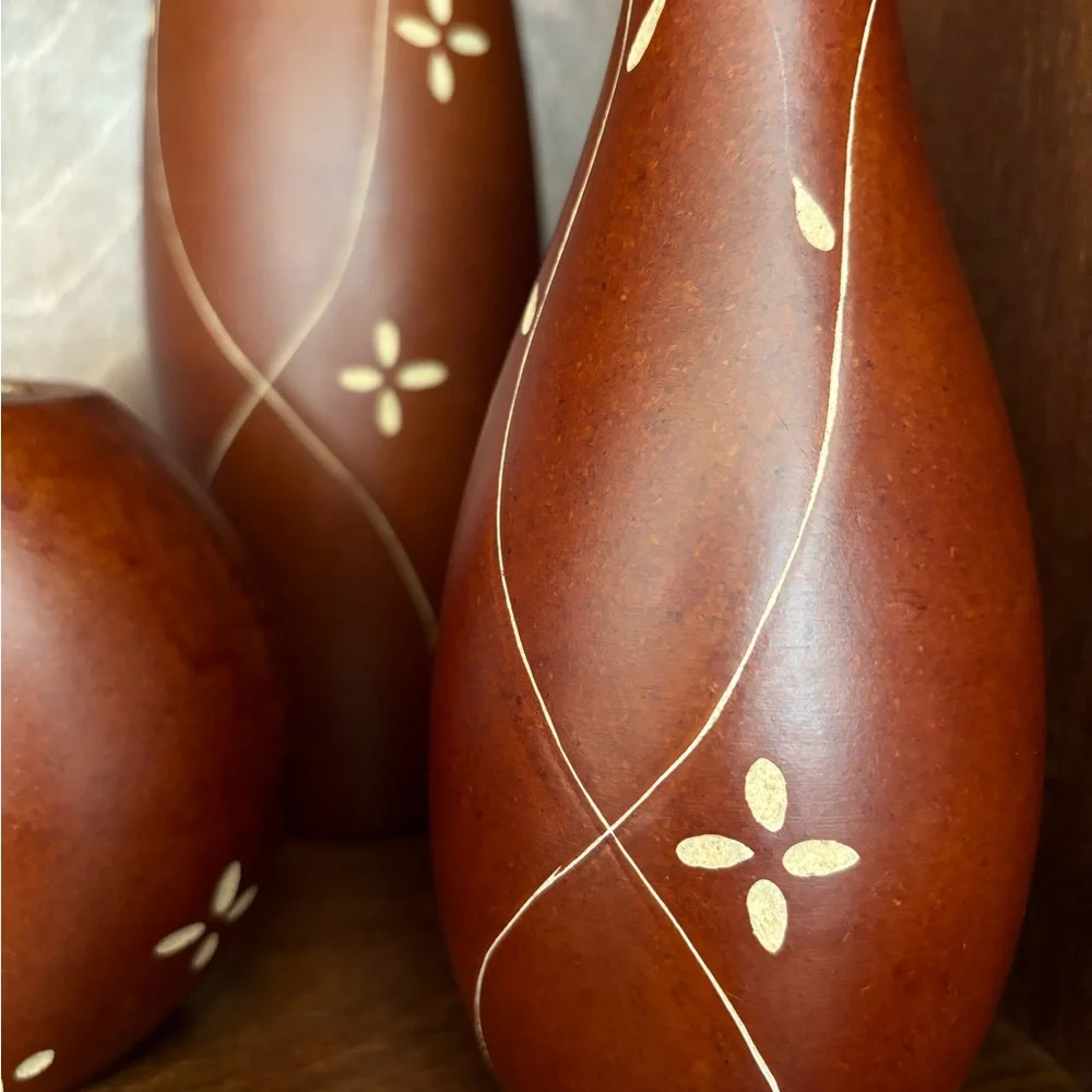 Wooden Flower Vase Set 3-piece Bud‎ Vases Natural Gifts Mid-century style